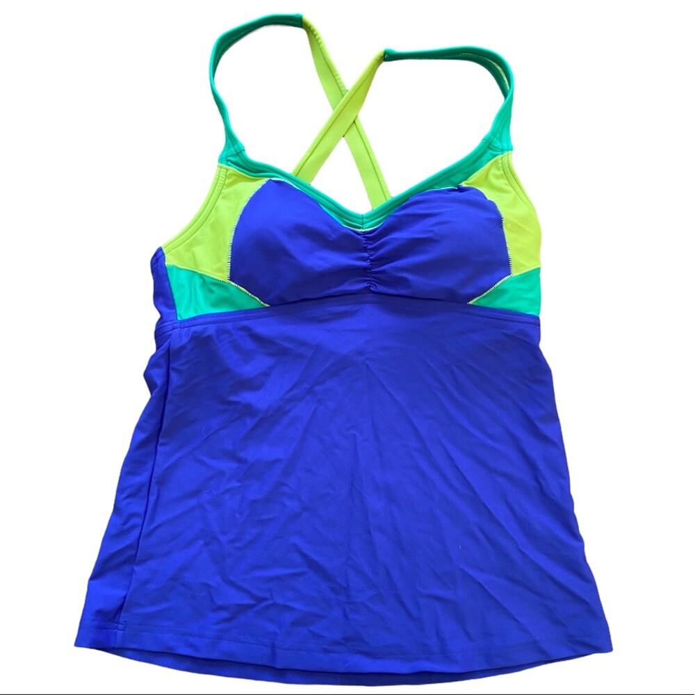 Prana Impact Tankini Top Bikram Hot Yoga Top Blue